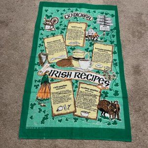 Irish Linen/Cotton Tea Towel ~ Traditional Irish Recipes 19"x30"